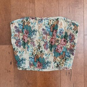 TIC TOC Vintage Rose Print Strapless Corset Size Medium 🌹